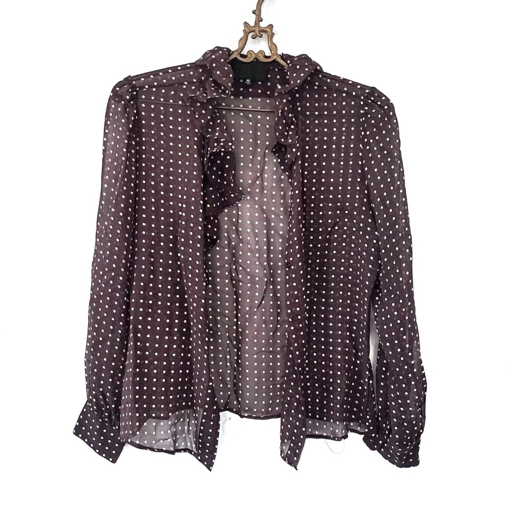 NILI LOTAN
Nicole Espresso Dot Print Silk Blouse Sz Xs - Picture 8 of 16